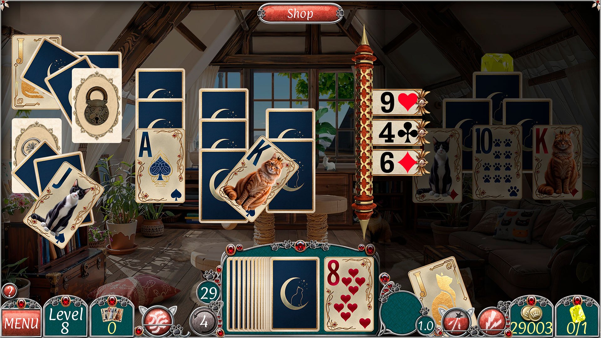 Jewel Match Solitaire Cats and Cards screenshot 4