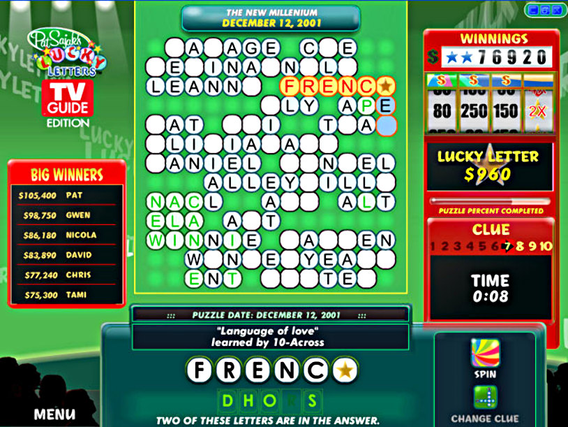Pat Sajak's Lucky Letters TV Guide Edition screenshot 2